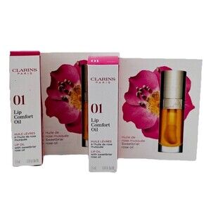 Clarins Lip Comfort Oil Sweetbriar Rose 01 Honey 0.04 oz Lot of 2 New